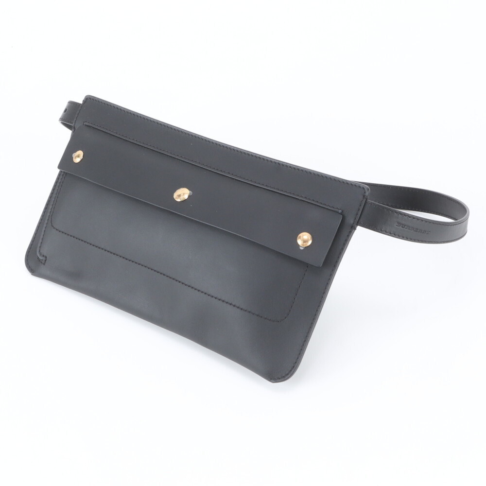 Burberry Leather Waist Bag, Pouch, Body Shoulder Black, Men's